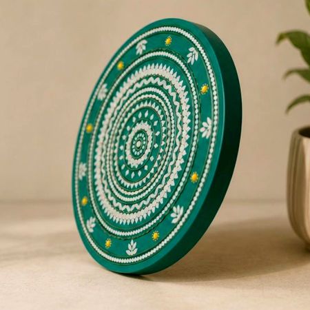Handcrafted Green Mandala Lippan Art MDF Wall Decor